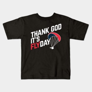 Thank God It's Flyday, funny paragliding saying Kids T-Shirt